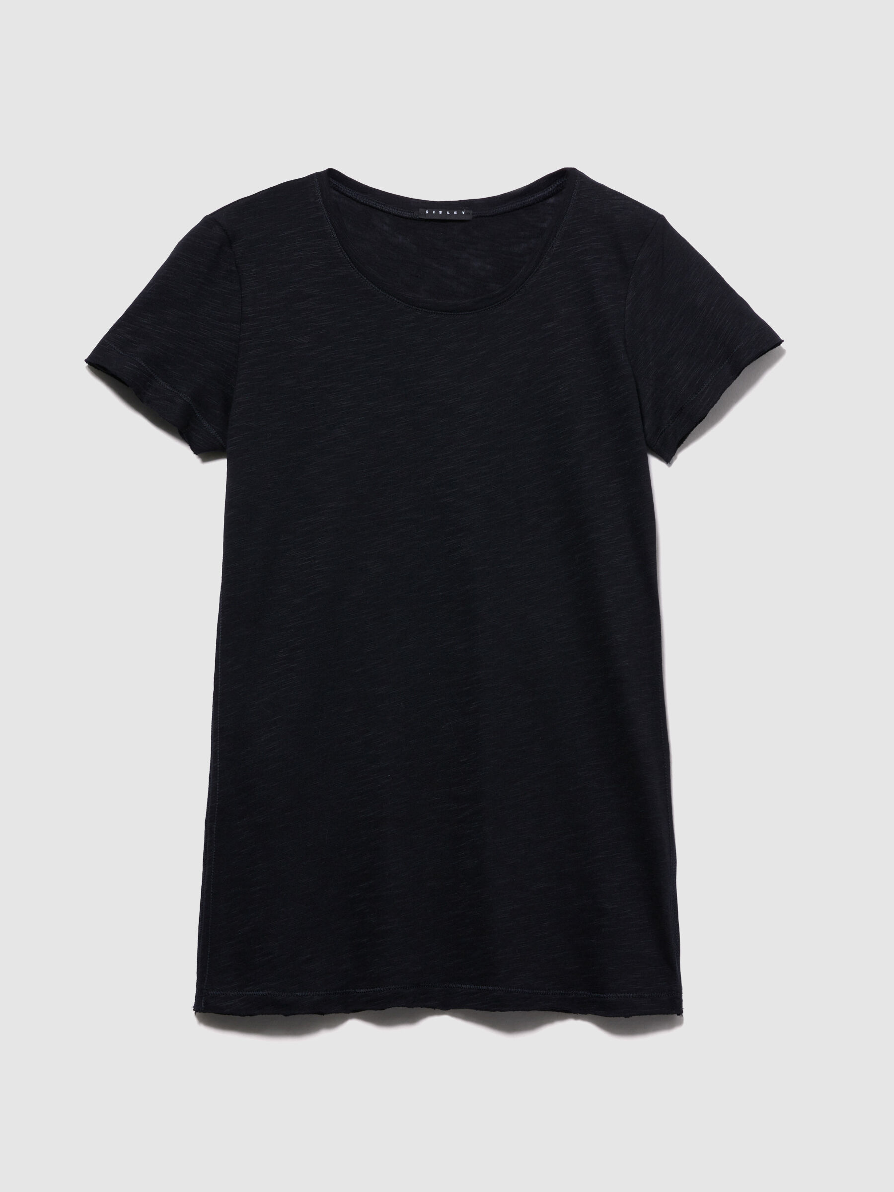 Round neck t-shirt with raw cut Women image number null