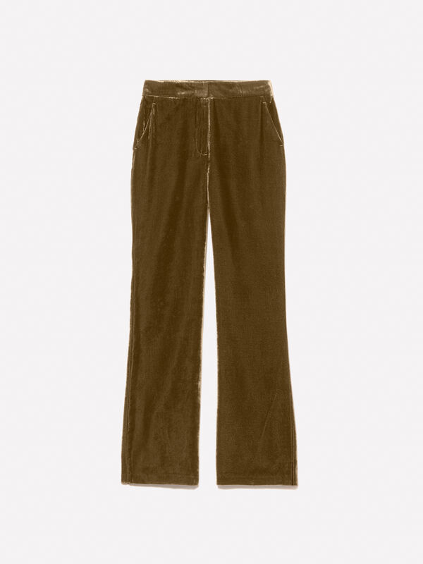 Brown velvet trousers - women's flared trousers | Sisley