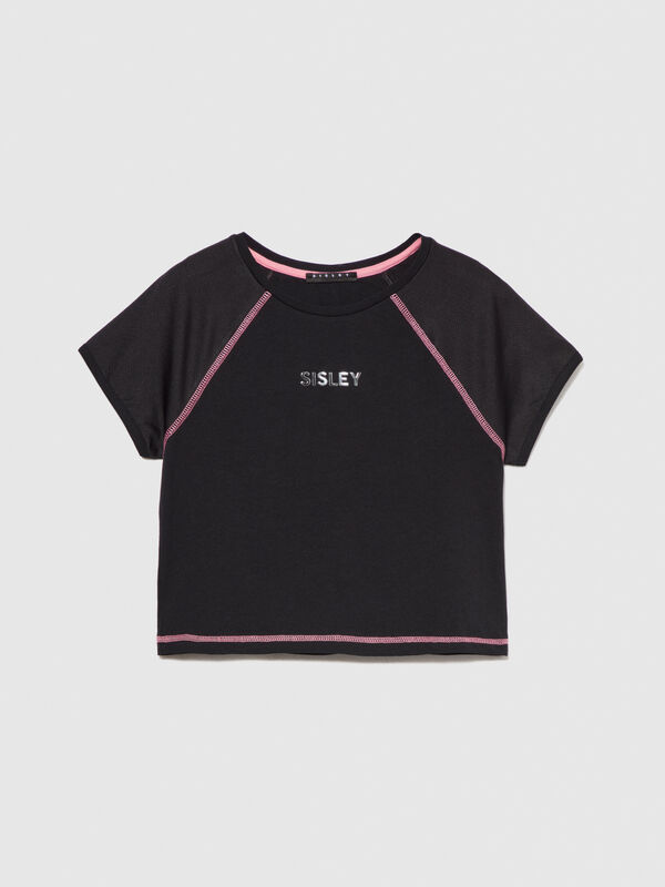 Sporty t-shirt with logo - girls' short sleeve t-shirts | Sisley Young