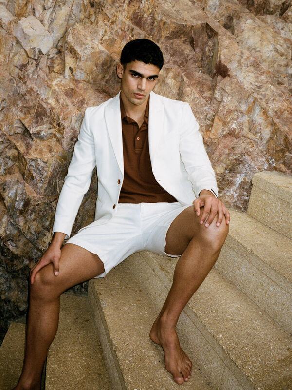 Cream white regular fit bermudas - men's shorts | Sisley