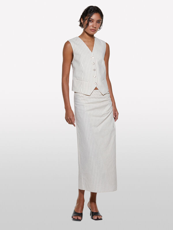 Beige striped vest Beige striped vest - women's vests and sleeveless jackets | Sisley