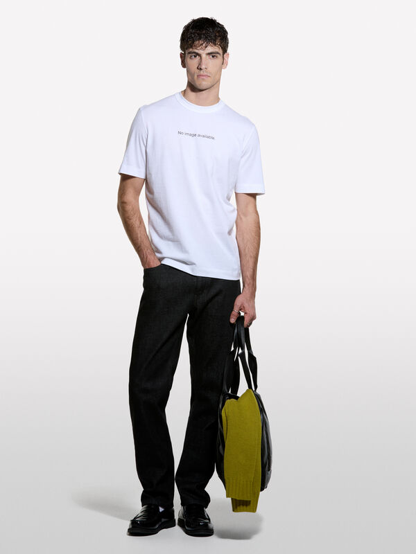 White t-shirt with text print in 100% organic cotton - men's short sleeve t-shirts | Sisley