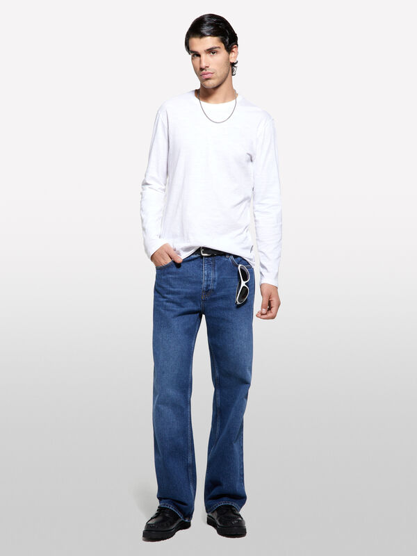 White slim fit long sleeve t-shirt - men's long sleeve t-shirts | Sisley