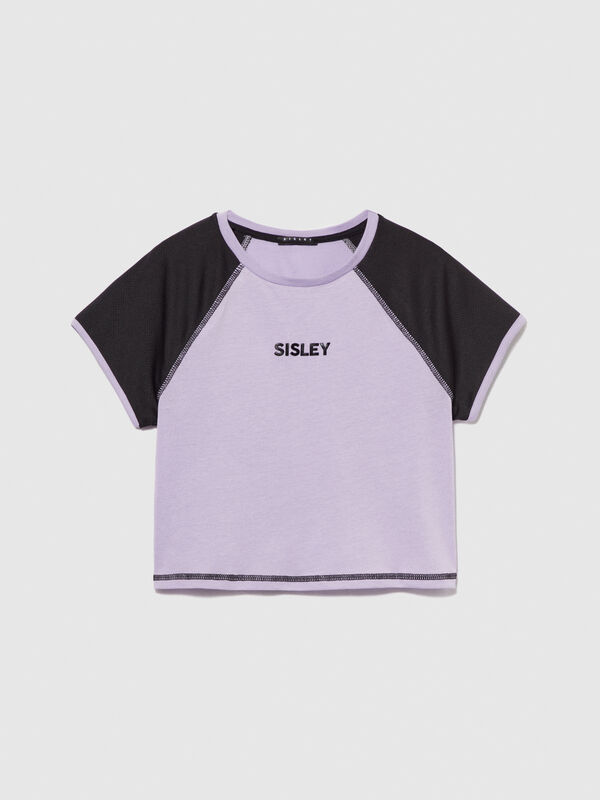Sporty t-shirt with logo - girls' short sleeve t-shirts | Sisley Young