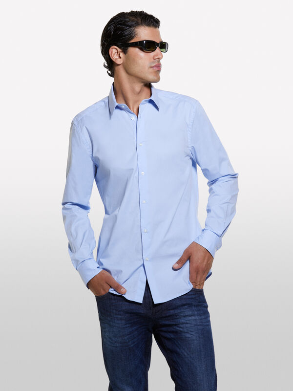 Sky blue slim fit shirt - men's slim fit shirts | Sisley