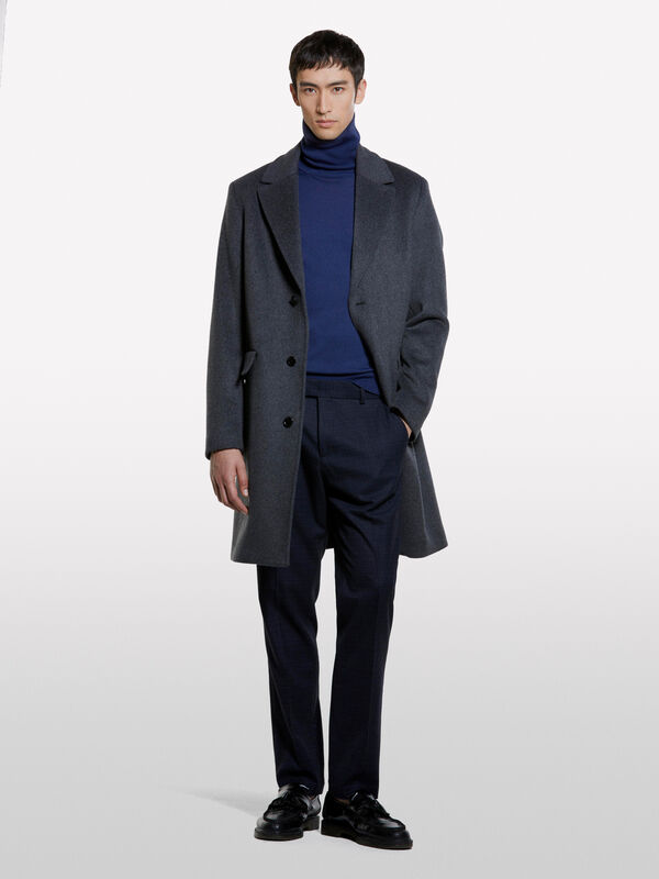 Dark blue slim comfort fit chinos - men's chino trousers | Sisley