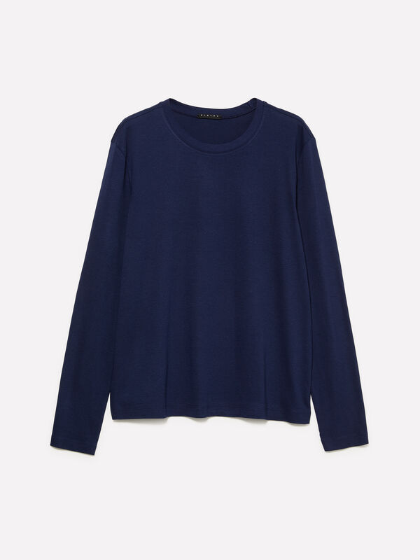 Blue long sleeve t-shirt Blue long sleeve t-shirt - women's long sleeve t-shirts | Sisley