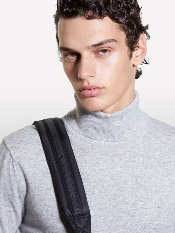 Regular fit gray sweater with high neck - men's high neck sweaters | Sisley
