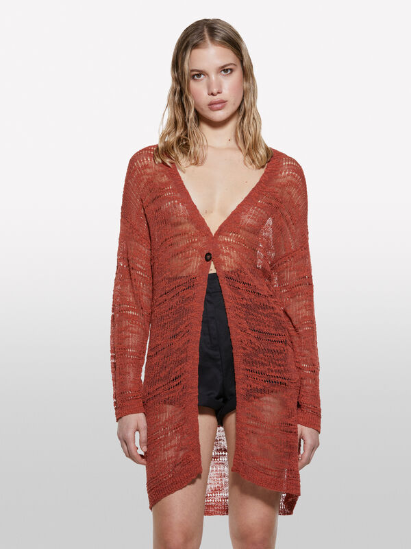 Orange long cardigan - women's cardigans | Sisley