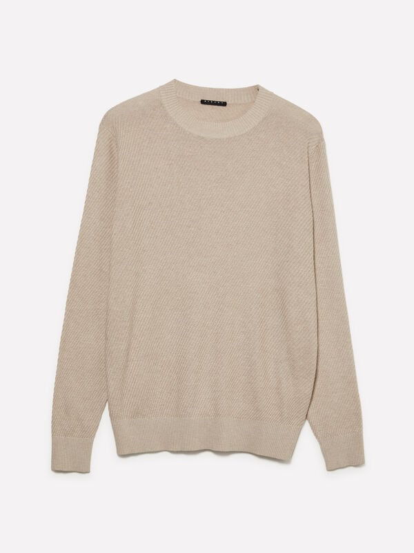 Beige crew neck sweater - men's crew neck sweaters | Sisley