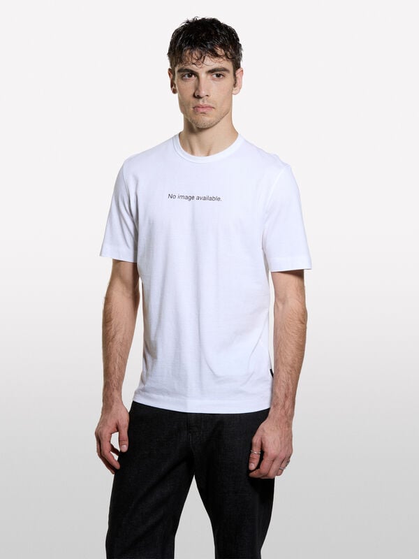 White t-shirt with text print in 100% organic cotton - men's short sleeve t-shirts | Sisley