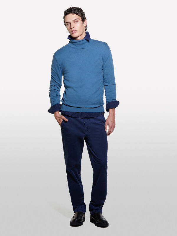 Blue sweater with high neck - men's high neck sweaters | Sisley