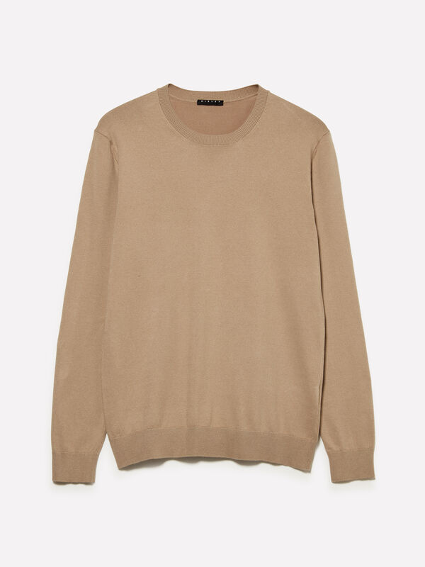Camel crew neck sweater - men's crew neck sweaters | Sisley