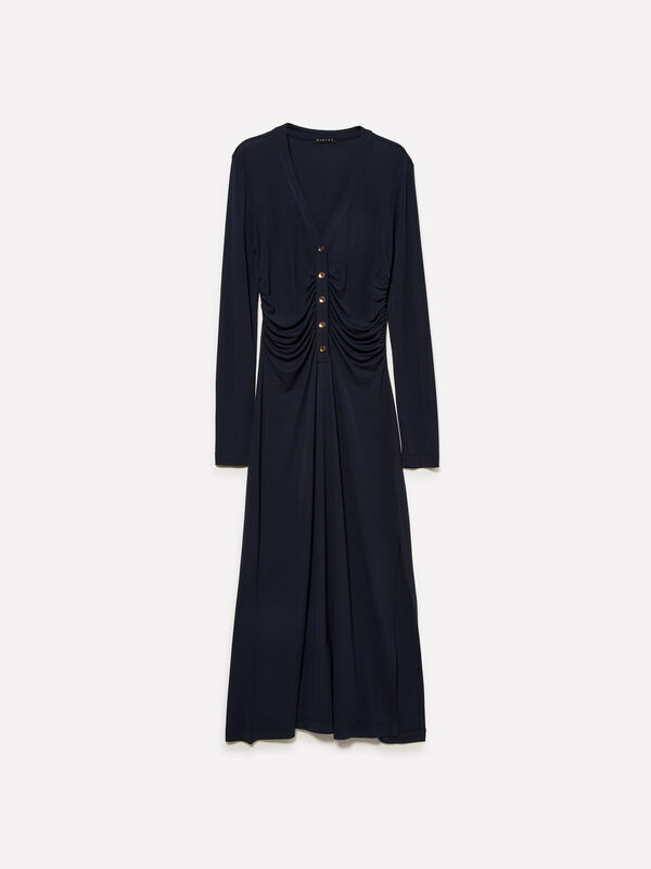 Dark blue dress with slit - women's long dresses | Sisley