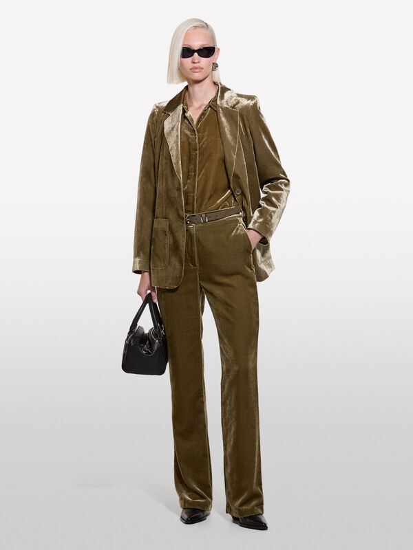 Brown velvet blazer - women's blazers | Sisley