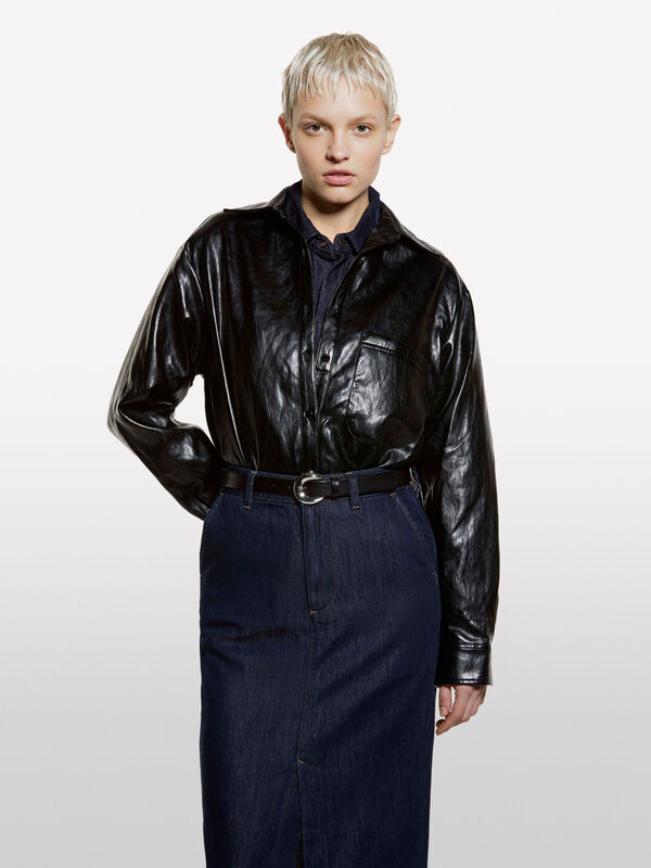Black shiny shirt - women's shirts | Sisley