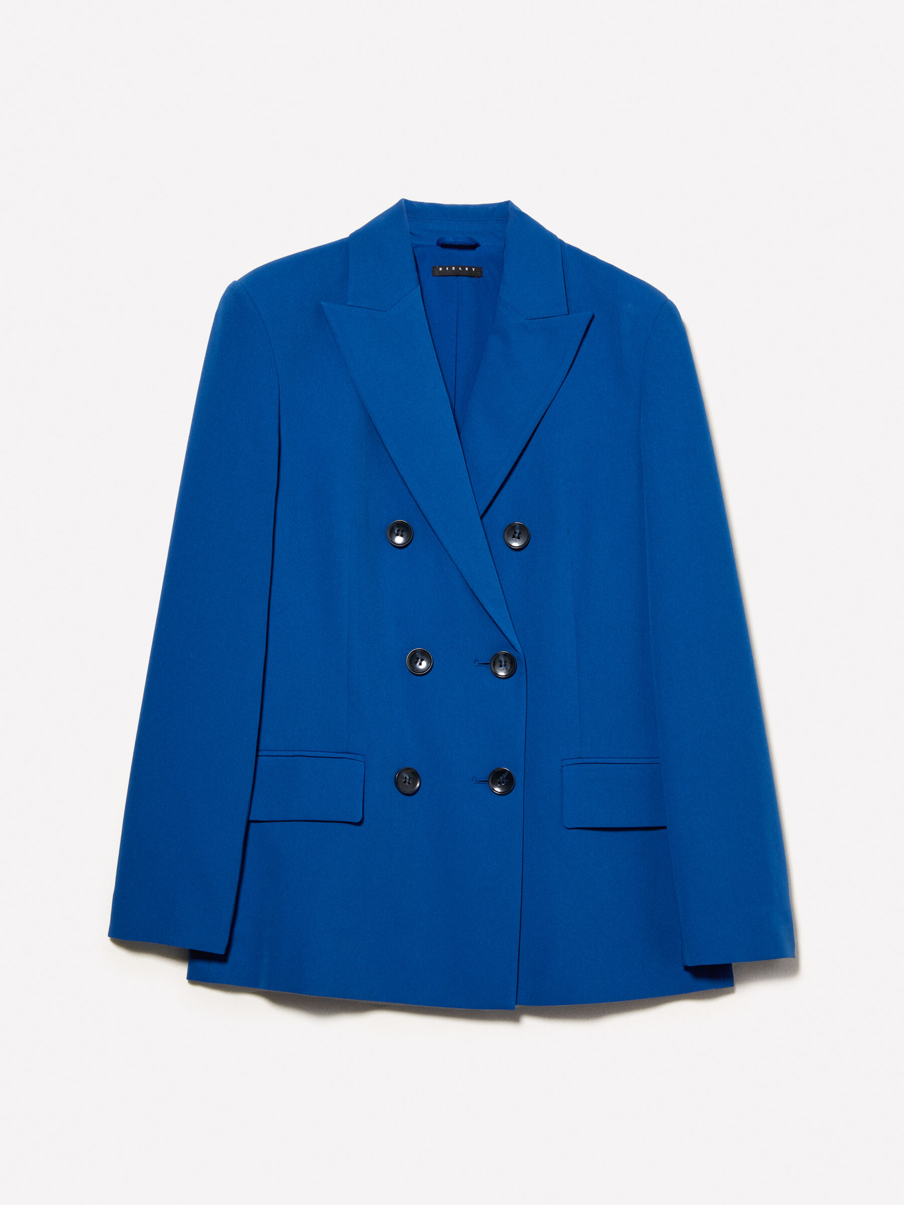 Women's blue double breasted blazer outlet