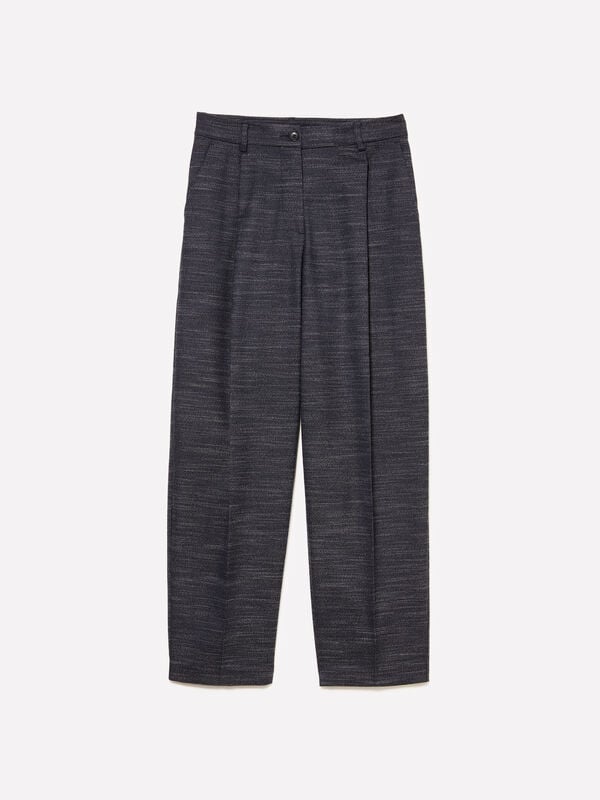 Dark blue balloon trousers - women's carrot fit trousers | Sisley