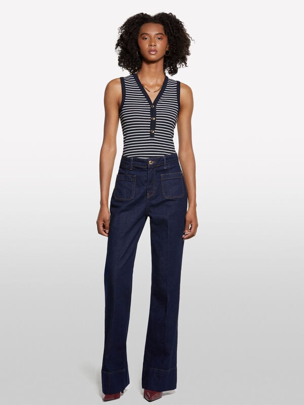 Dark blue tailored jeans - women's palazzo jeans | Sisley