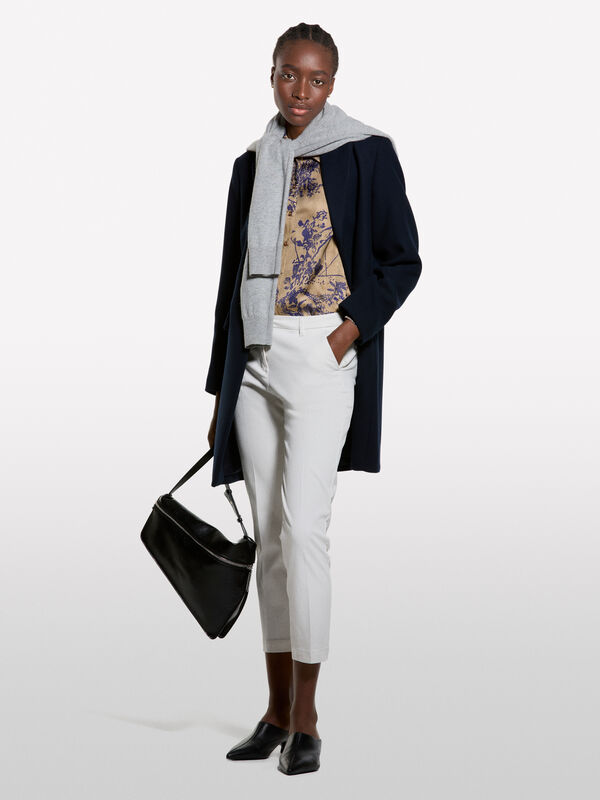 Beige satin shirt with pattern print - women's shirts | Sisley