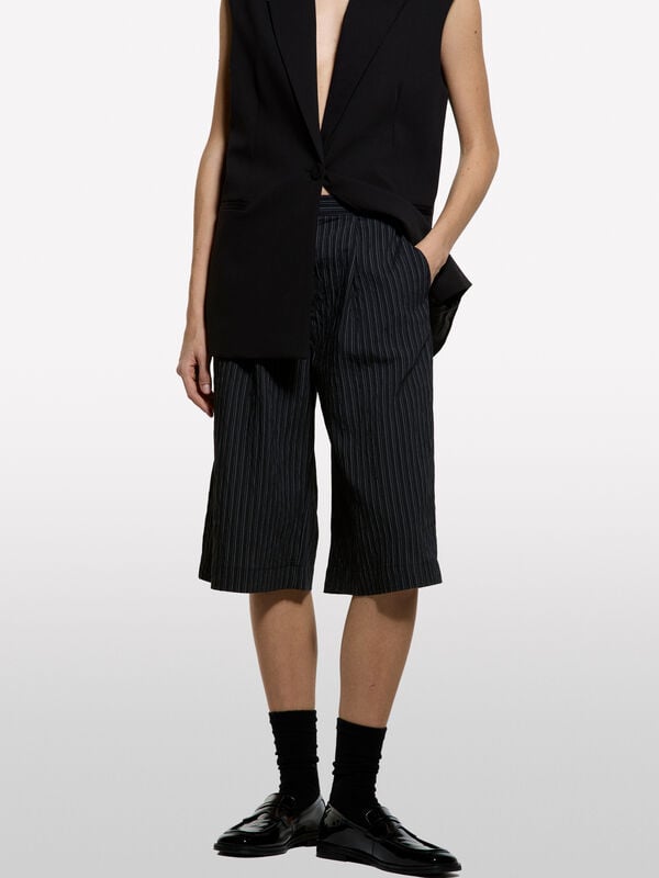 Black striped bermudas - women's shorts | Sisley