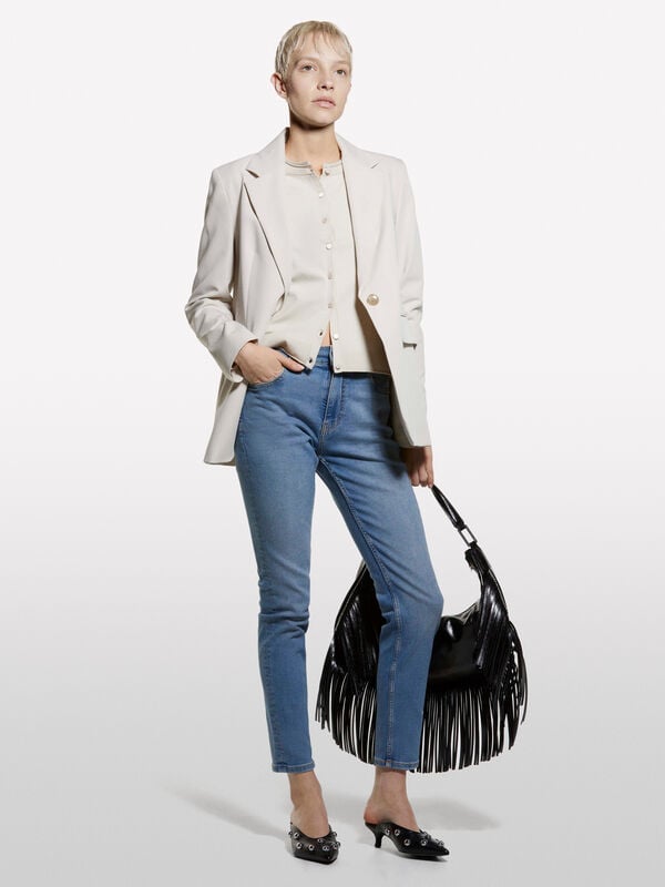 Beige regular fit cardigan Beige regular fit cardigan - women's cardigans | Sisley