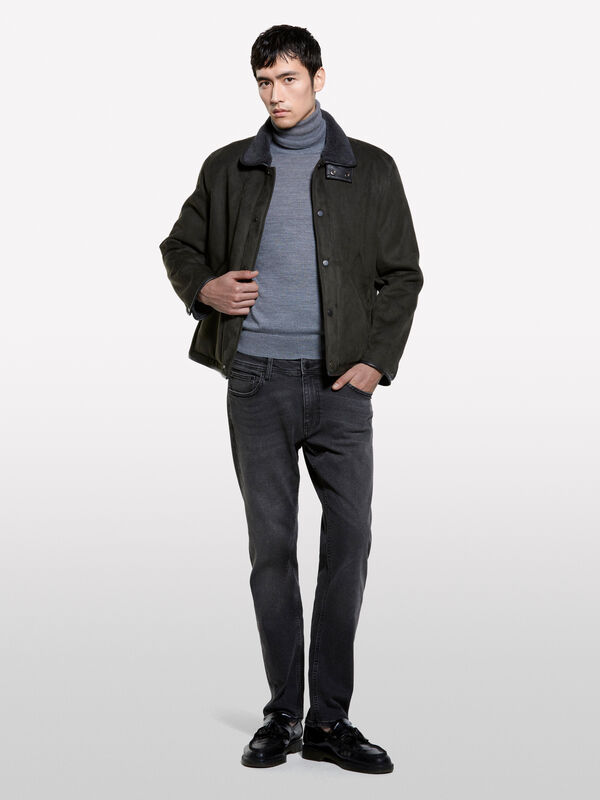 Dark marl gray sweater with high neck - men's high neck sweaters | Sisley