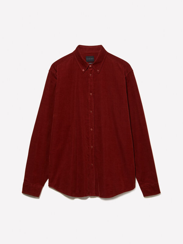 Burgundy corduroy shirt - men's regular fit shirts | Sisley