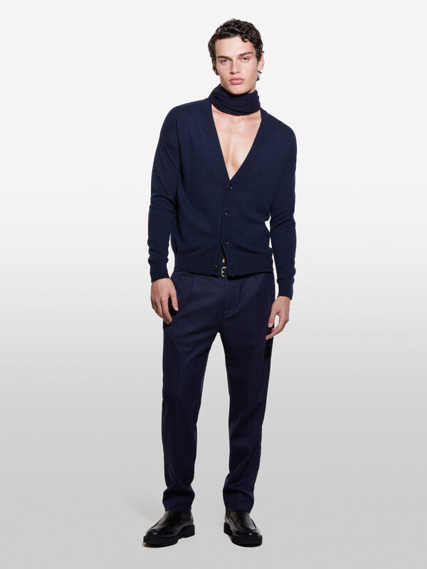 Dark blue regular fit cardigan  - men's cardigans | Sisley