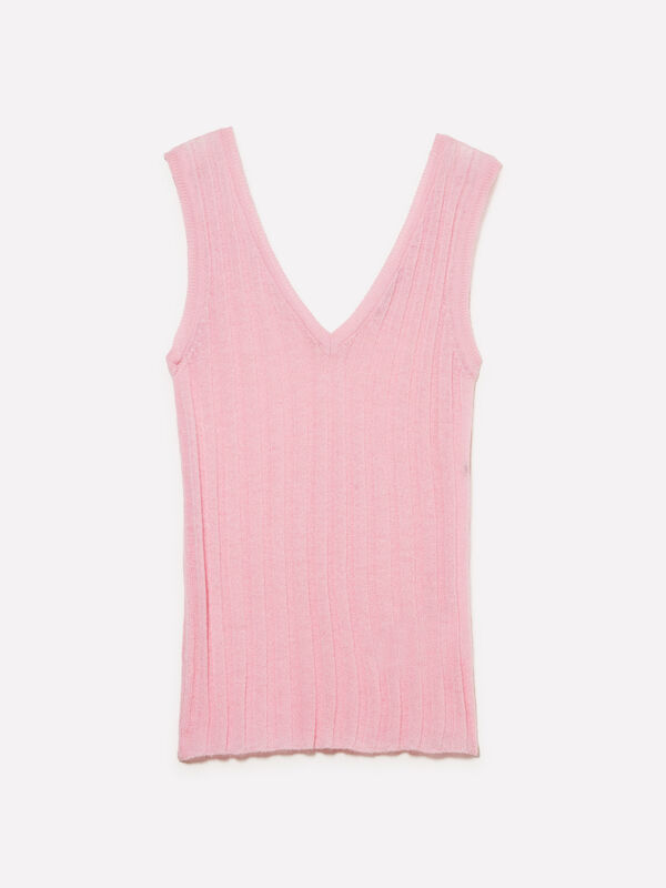 Pastel pink knit tank top - women's tops | Sisley