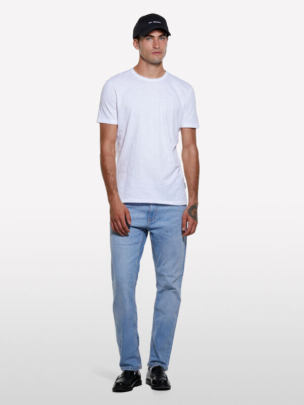 White slim fit short sleeve t-shirt White slim fit short sleeve t-shirt - men's short sleeve t-shirts | Sisley