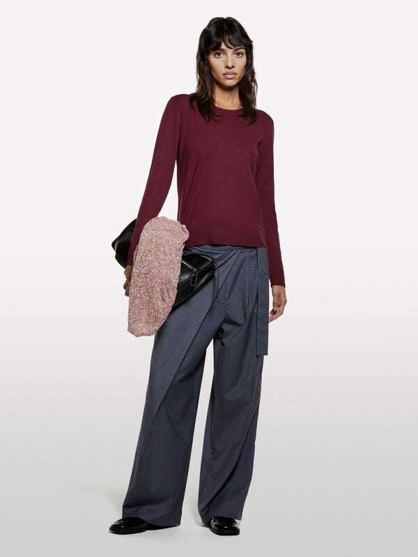 Burgundy crew neck top - women's crew neck sweaters | Sisley