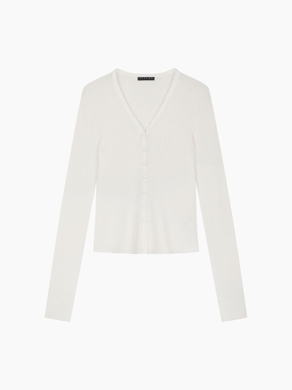 Khaki cardigan with mother-of-pearl buttons - sisley k cardigan | Sisley K