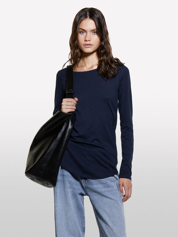 Dark blue long sleeve t-shirt - women's long sleeve t-shirts | Sisley