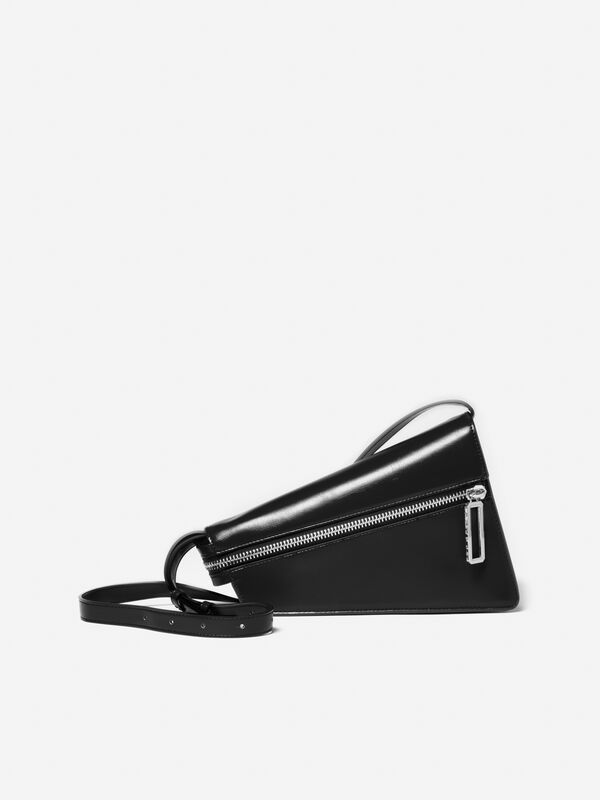Black asymmetric bag with shoulder strap - women's shoulder and crossbody bags | Sisley