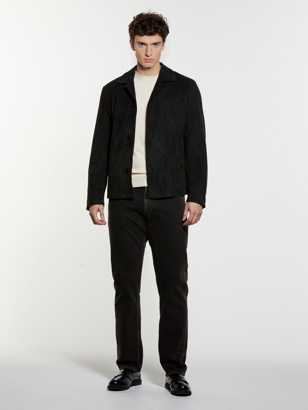 Black suede-like jacket - men's jackets and coats | Sisley