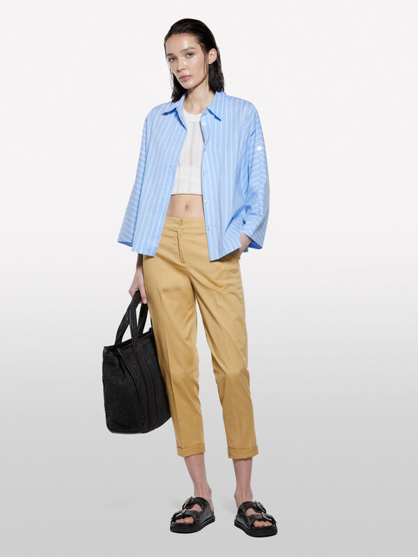 Mustard cigarette trousers - women's skinny fit trousers | Sisley