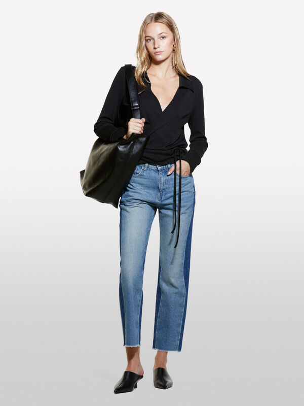 Dark blue jeans with contrast - women's regular fit jeans | Sisley