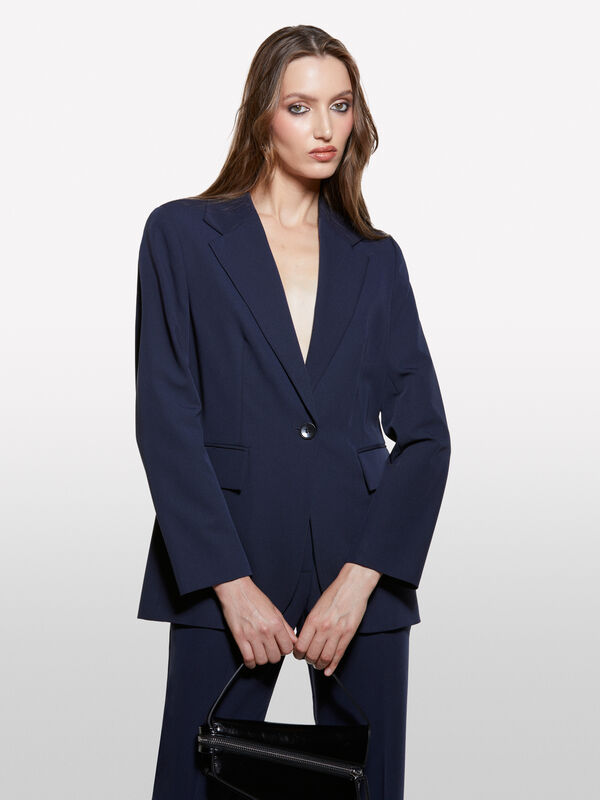 Dark blue regular fit blazer - women's blazers | Sisley