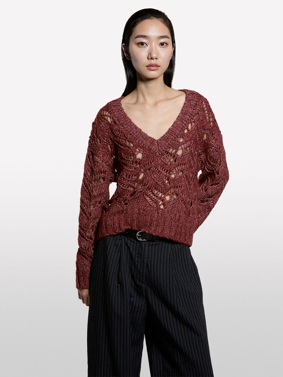 V NECK SWEATER L/S Women image number null