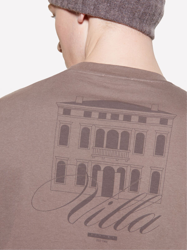 Brown 100% organic cotton t-shirt with print - men's short sleeve t-shirts | Sisley