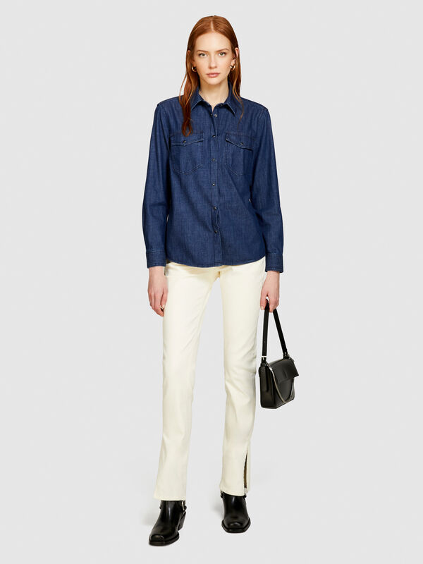 Comfort fit jean shirt - women's shirts | Sisley