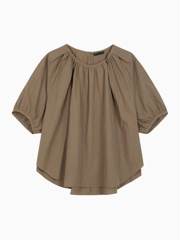 Brown blouse with balloon sleeves - sisley k blouses | Sisley K