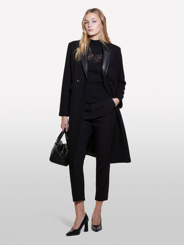 Double-breasted coat with contrast - women's coats | Sisley