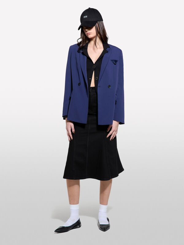 Dark blue double-breasted blazer - women's blazers | Sisley