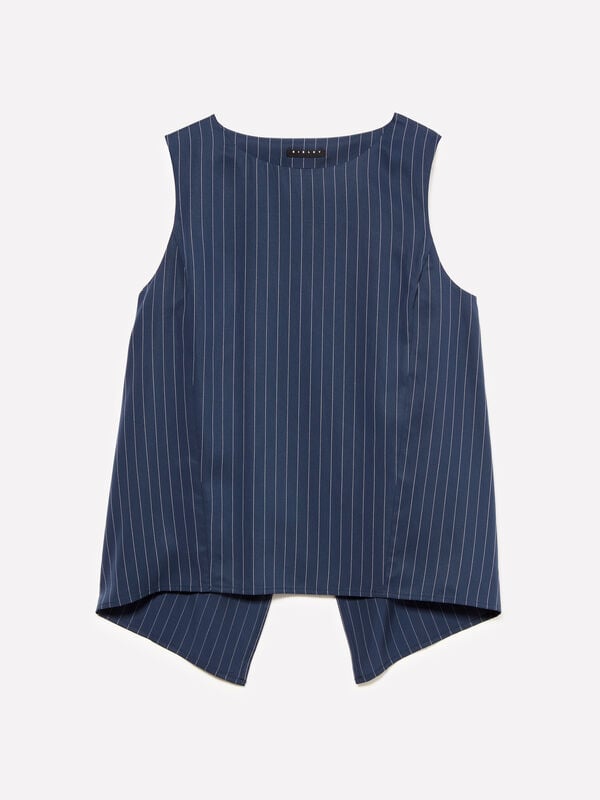 Pinstripe top with open back - women's tops | Sisley