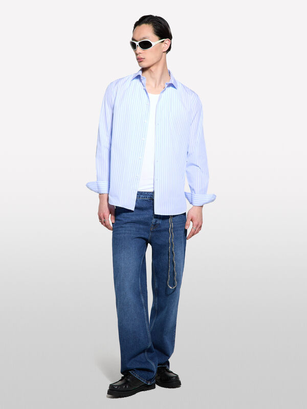 Light blue yarn dyed shirt - men's regular fit shirts | Sisley