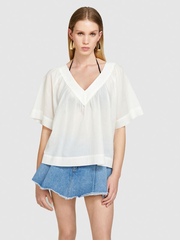 Blouse with V-neck - women's blouses | Sisley