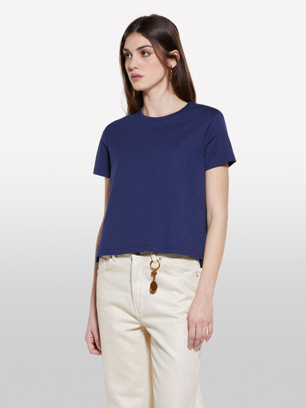 Blue boxy fit t-shirt - women's short sleeve t-shirts | Sisley