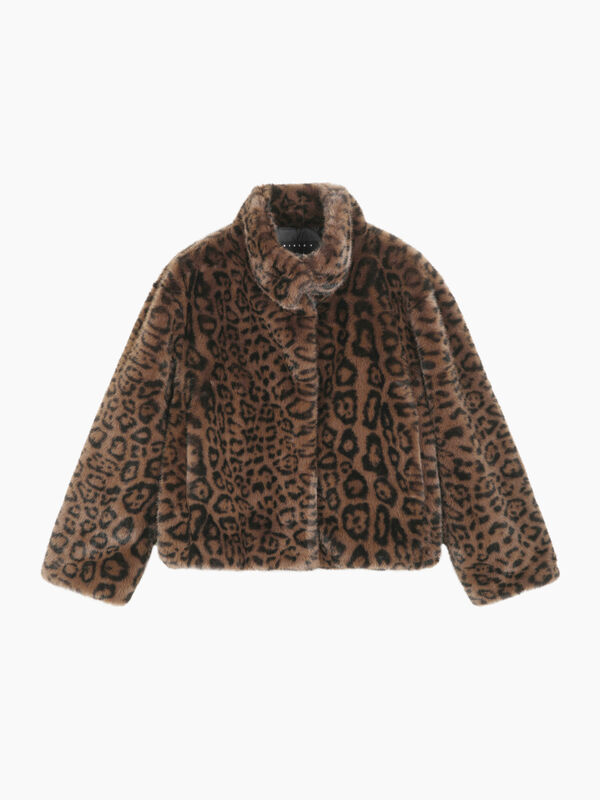 Leopard spotted faux fur coat - sisley k jackets and coats | Sisley K